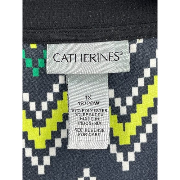 Catherines Women's Plus Long Sleeve Geometric Striped Top Shirt Size 1X 18/20W - Picture 5 of 13